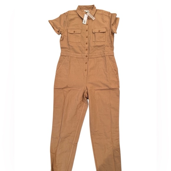 Outerknown SEA suit tan sand utility jumpsuit linen blend size Large NWT - Picture 8 of 12